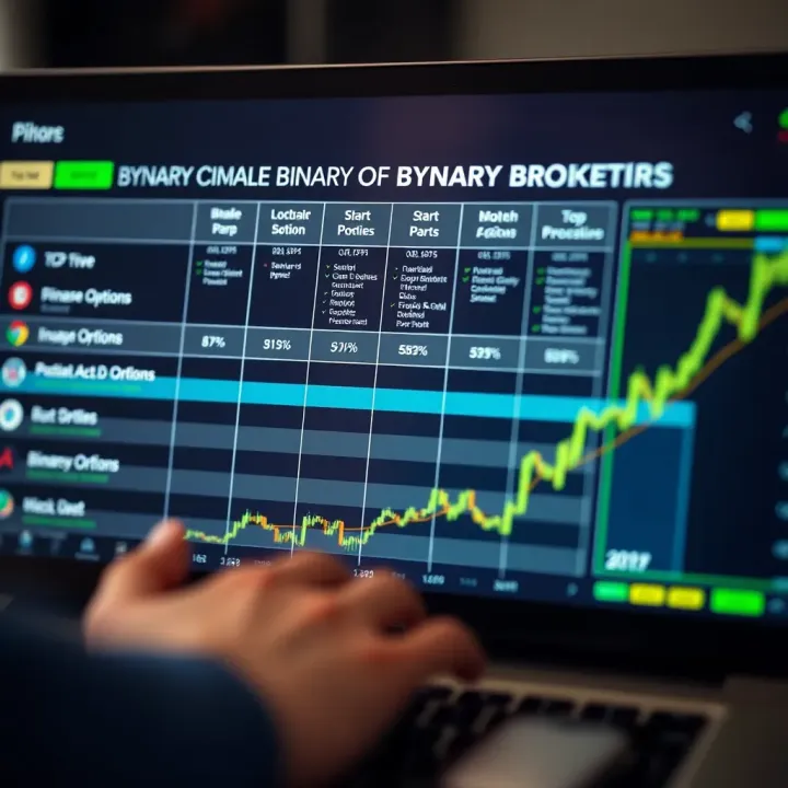 Comparison chart showing features and benefits of top binary options brokers