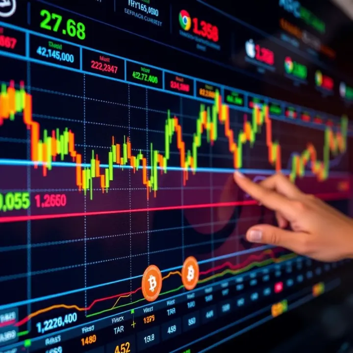 Graph showing cryptocurrency price fluctuations on a digital trading platform