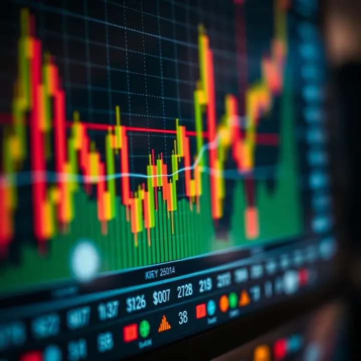 Graph showing various binary options indicators on a trading platform