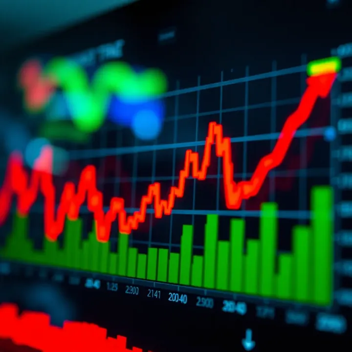 Graph illustrating upward and downward trends in binary options trading