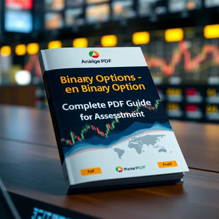 PDF guide cover illustrating strategies and risk assessment for binary options