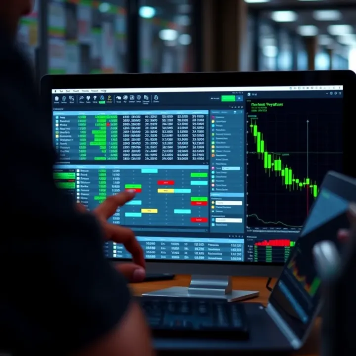 User navigating a digital spreadsheet tool for tracking investment operations