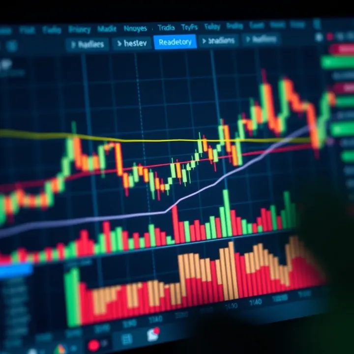 Graph illustrating binary options trading concepts with candlestick patterns and market trends