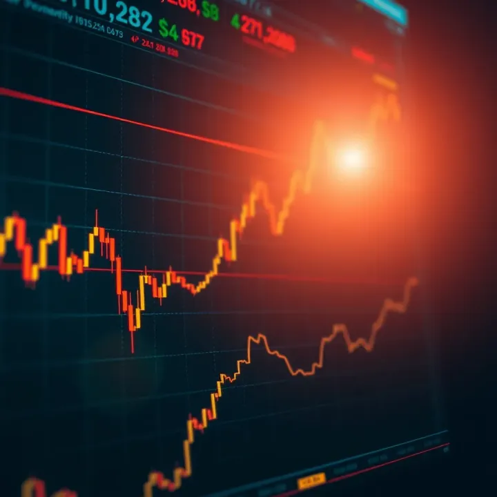 Graph displaying binary options trading with upward and downward trends