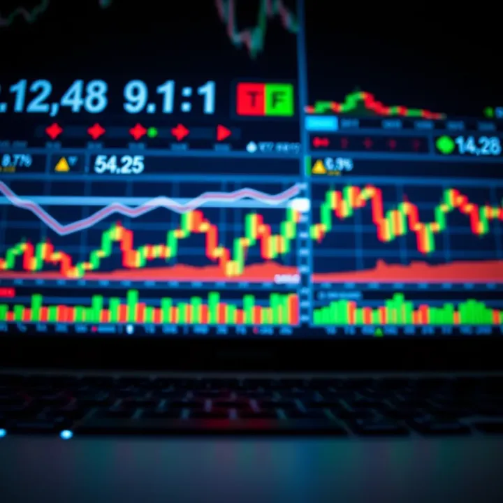 Binary Options Trading Overview with Financial Data Visualization Conceptual illustration showing binary options trading with financial graphs and digital interface