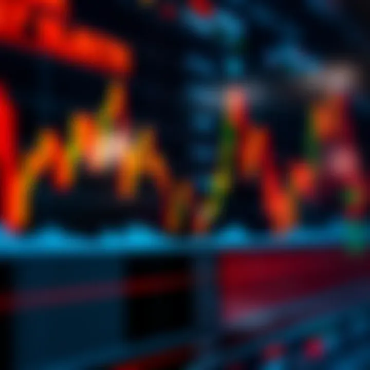 Graph displaying fluctuating stock prices illustrating day trading activity