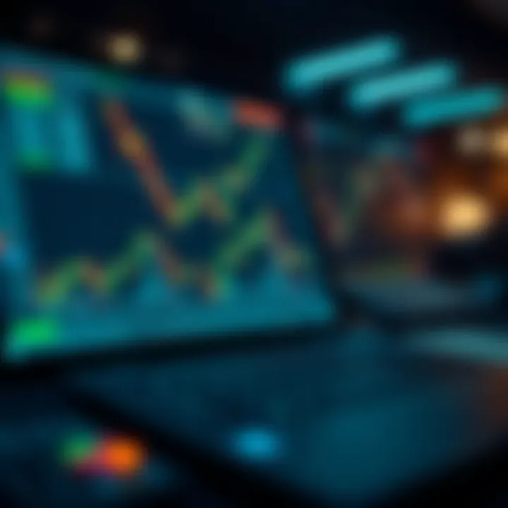 Illustration showing a secure financial platform for binary options trading with charts and data analysis