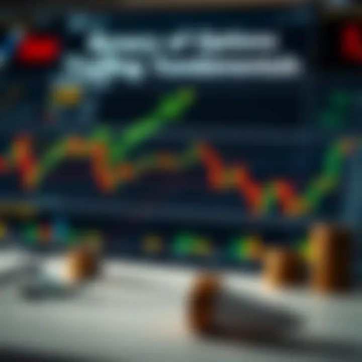 Illustration of binary options trading concepts with charts and financial symbols