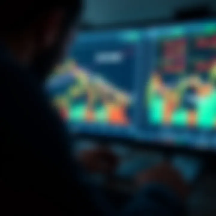 Illustration of trading strategies with graphs and icons for risk management