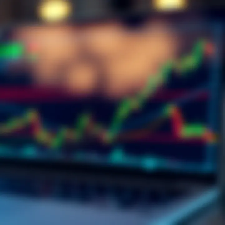 Graph showing binary options trading trends with rising and falling lines