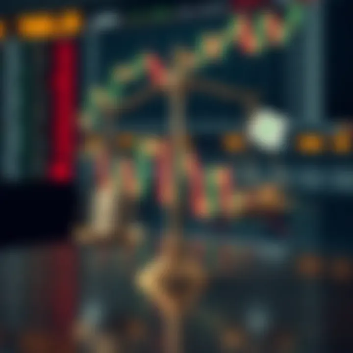 Conceptual illustration of risk management with balanced scales and financial symbols