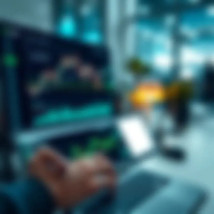 Trading platform interface displaying demo account features and market charts