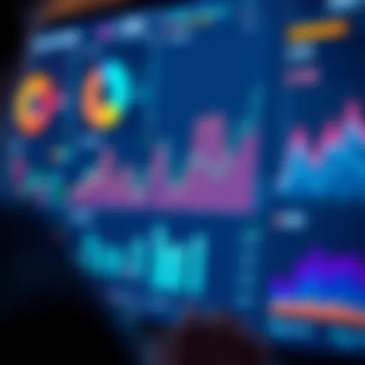 Graphical representation of market trends and competitor analysis on a digital dashboard
