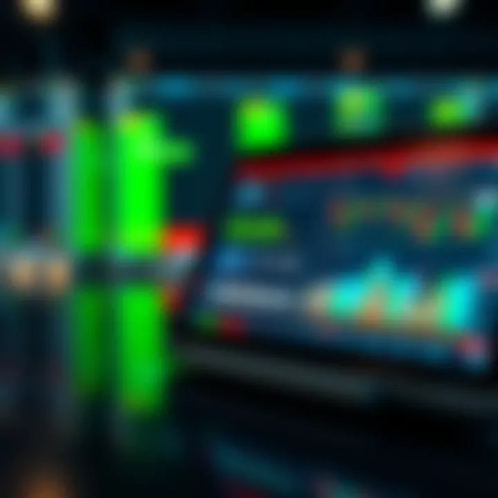 Illustration of a digital tablet displaying a binary options trading platform with charts and indicators