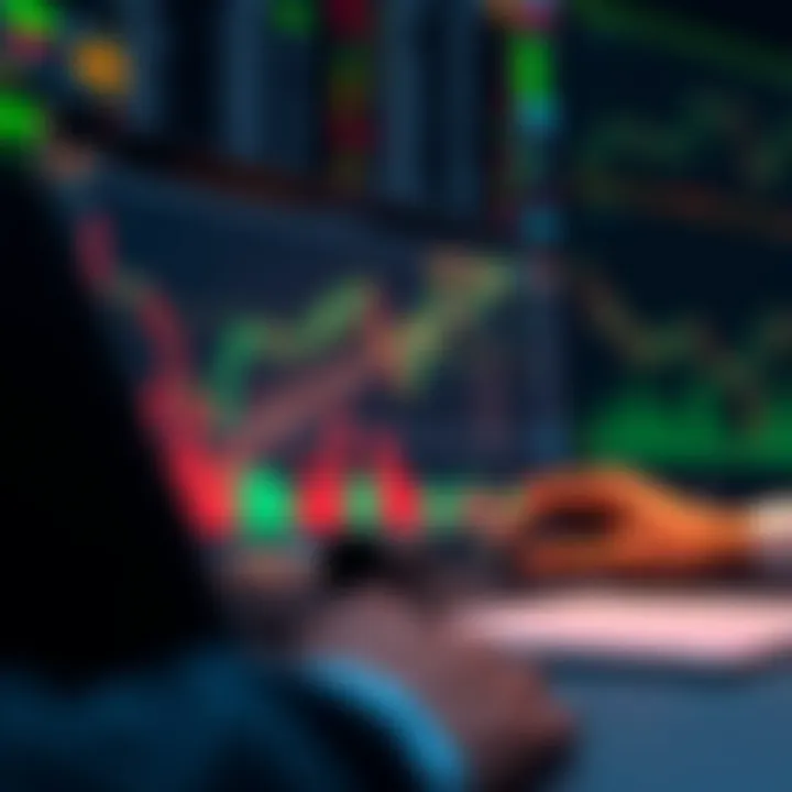 Binary options trading strategy with financial charts and digital interface