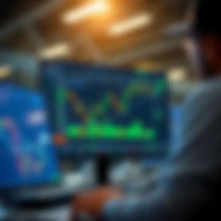 Illustration showing a virtual trading platform interface for practicing Forex trading without financial risk