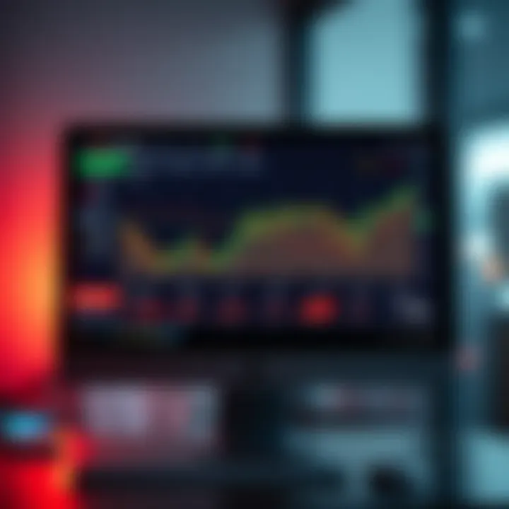 Graphical representation of a mini index trading platform interface on a computer screen