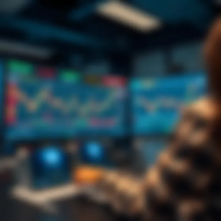 Illustration of a virtual trading environment used for practicing investment strategies without financial risk