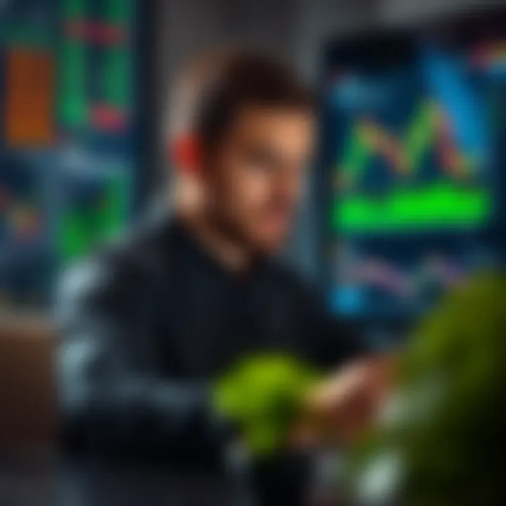 User analyzing financial data and testing trading strategies on a demo account