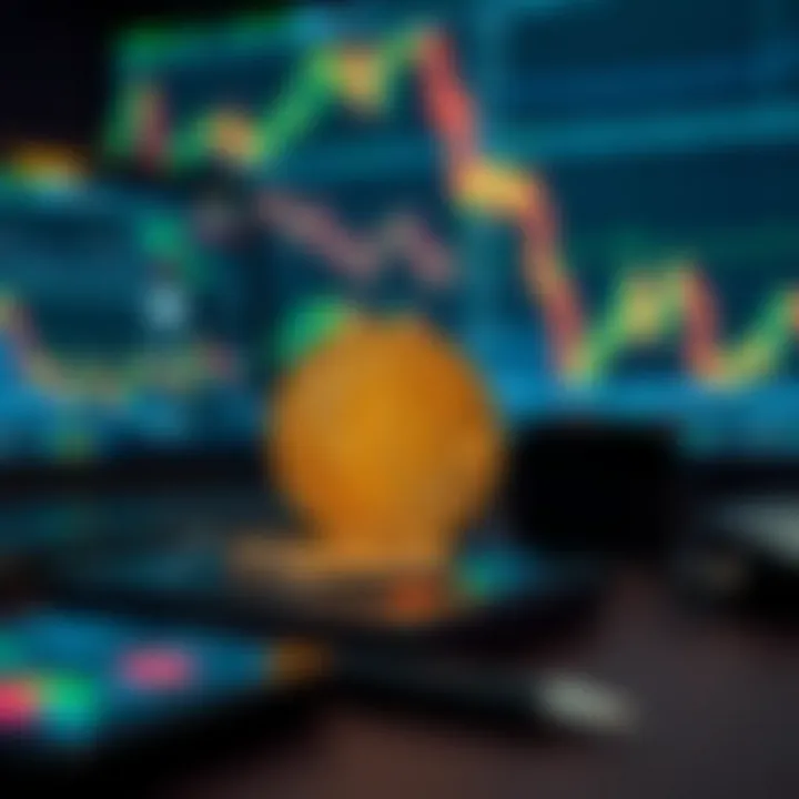 Illustration of digital tools and charts used for cryptocurrency day trading strategies