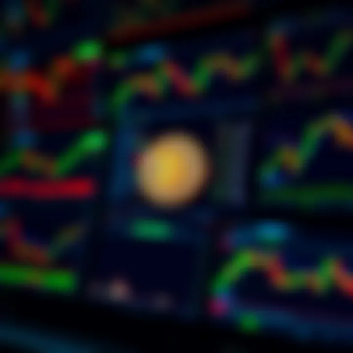 Various digital trading tools and charts displayed on computer screens