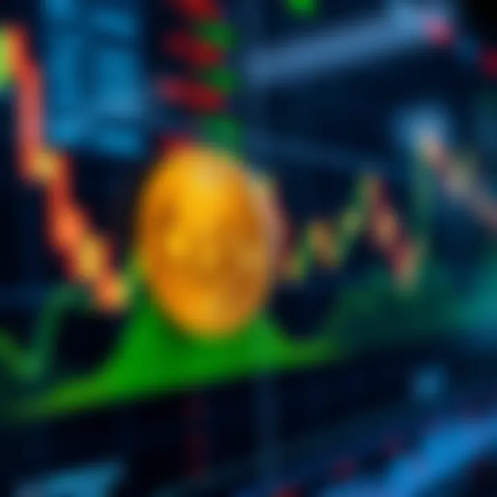 Graphical representation of cryptocurrency price fluctuations on a digital trading platform