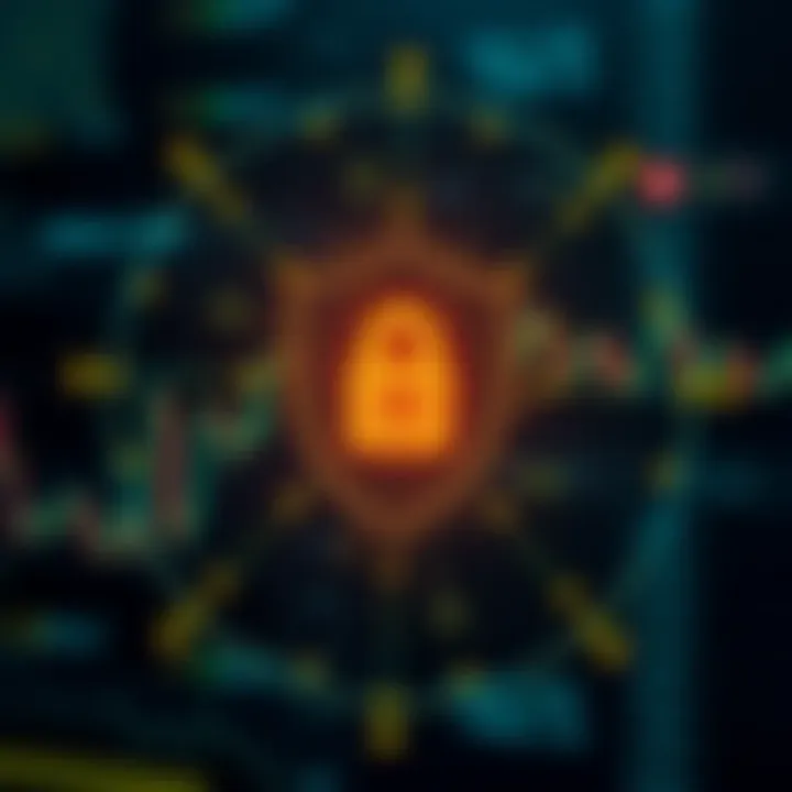 Illustration of digital security concepts with shield and lock icons symbolizing protection in trading platforms