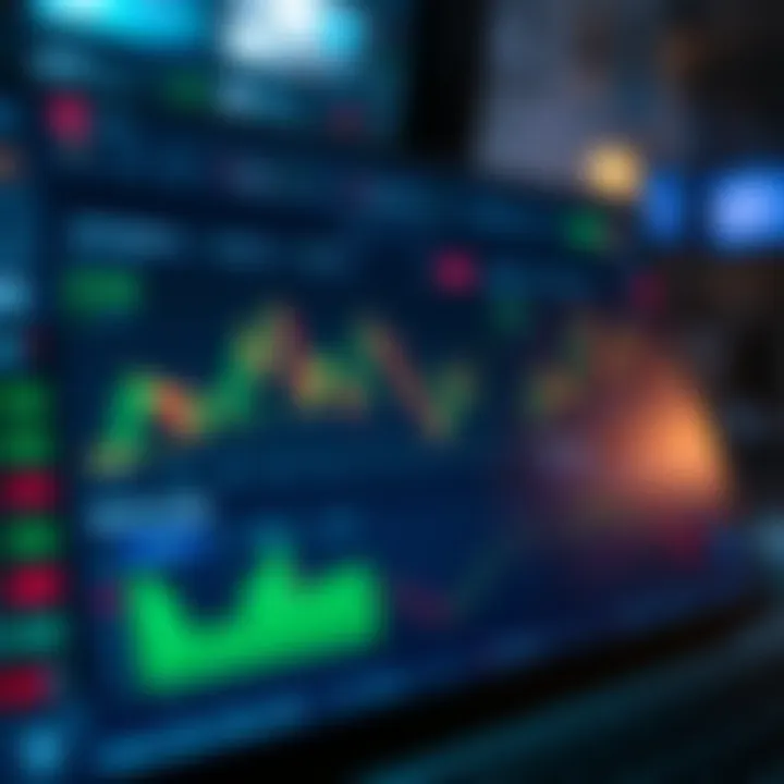 Illustration of a financial trading platform interface displaying a demo account dashboard with virtual funds and various trading options