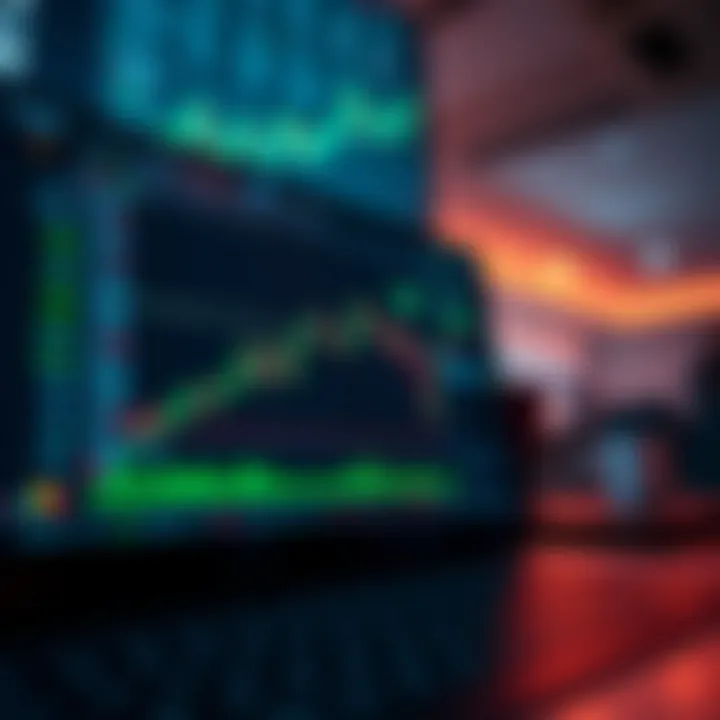 Illustration showing a digital trading platform with virtual currency charts and demo account interface