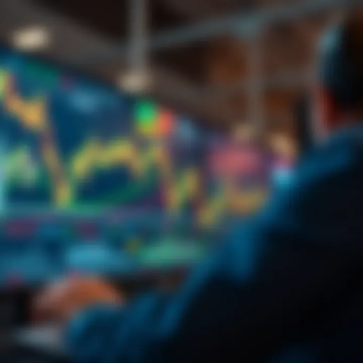 Illustration of forex trading platform showing simulation of market trends