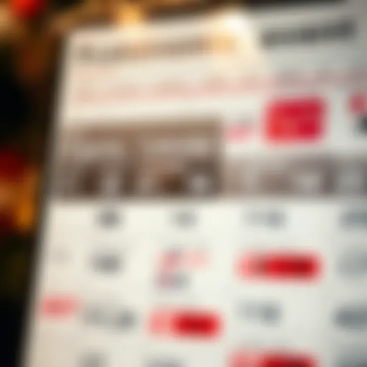 Calendar displaying various economic event dates relevant for market analysis