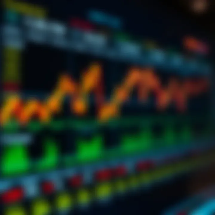 Financial market with charts and graphs representing economic indicators