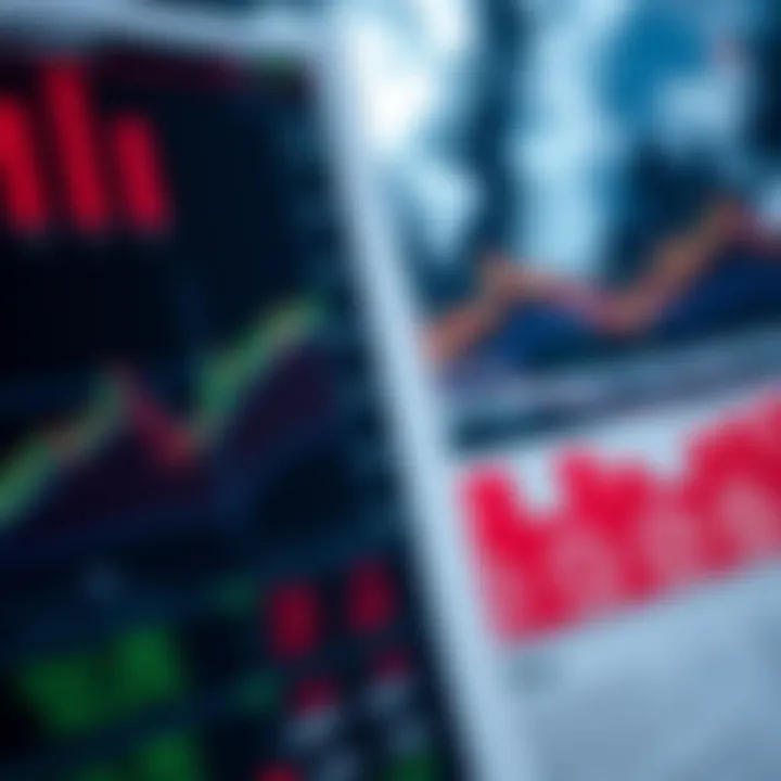 Close-up of economic report displaying key market statistics