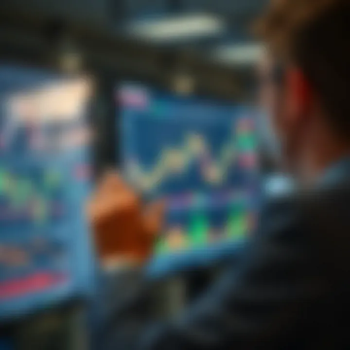 Investor reviewing economic indicators on a digital screen to inform strategic market decisions