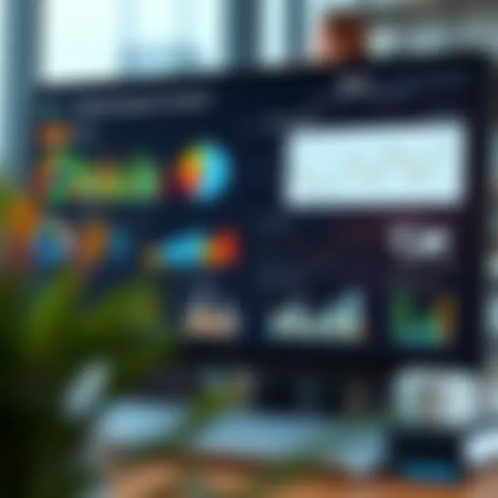 Dashboard with various market research tools and data visualizations