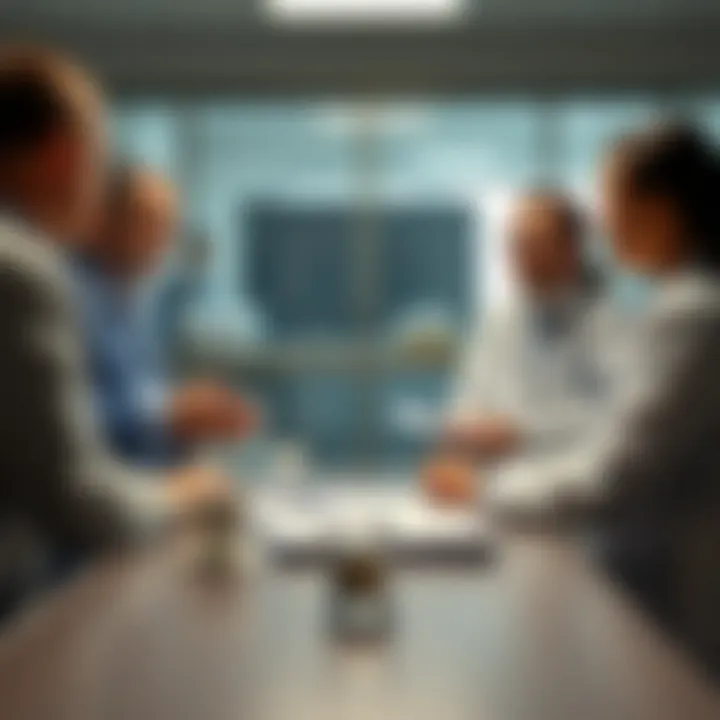 Healthcare professionals discussing risk management strategies in a clinical setting