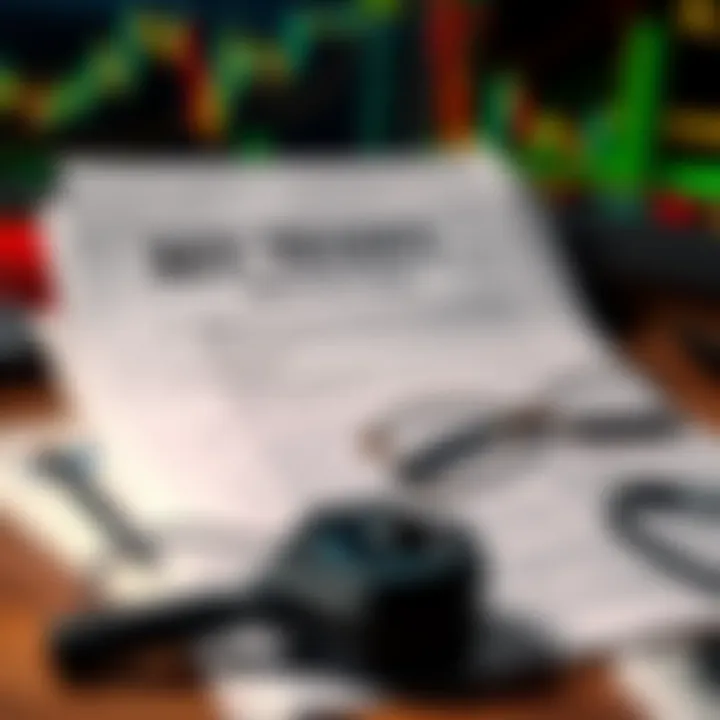 Illustration of a financial market regulation document alongside trading tools