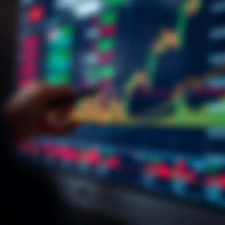 Illustration showing a chart with binary options trading signals and trend lines