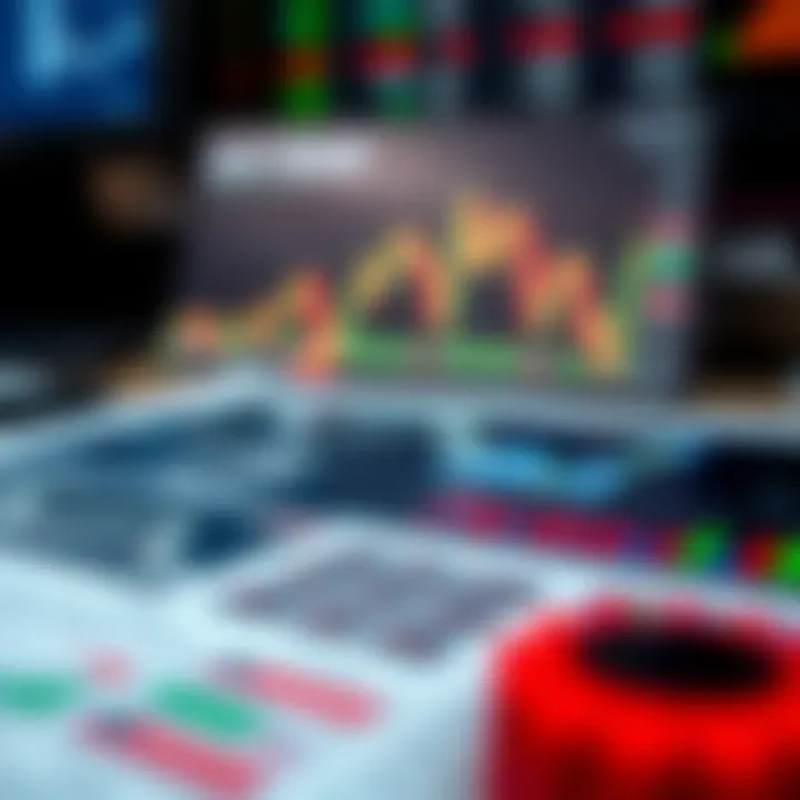 Financial charts and tools used to analyze stocks for short-term trading