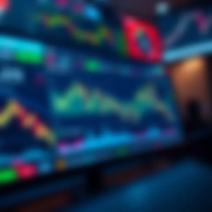 Digital dashboard showing financial charts and simulation tools in demo trading platform