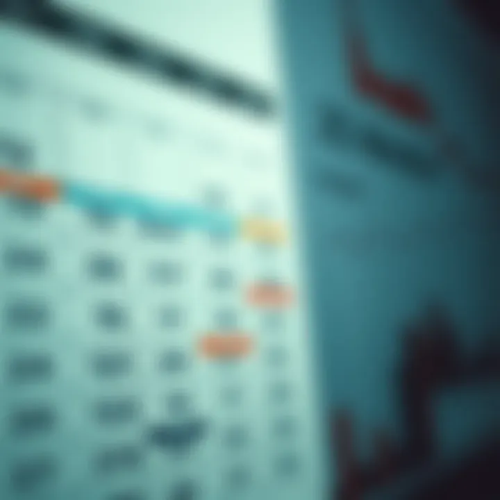 Detailed economic calendar showing dates and financial indicators for market analysis