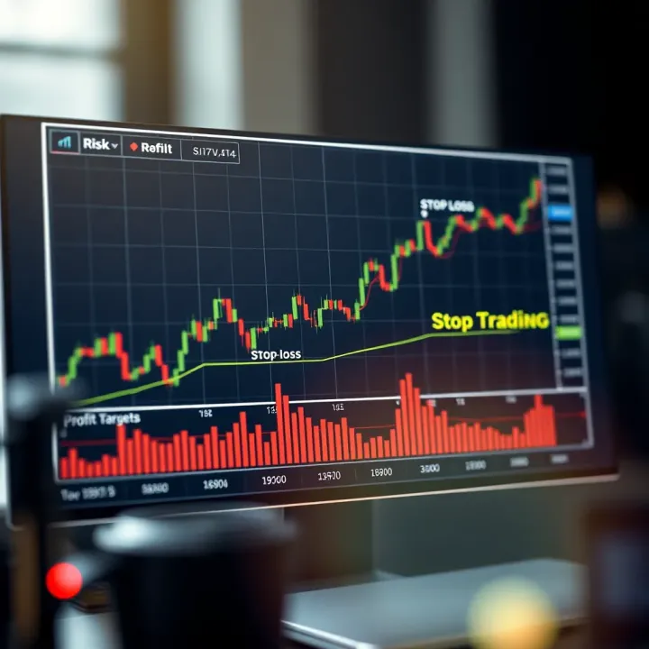 Graph illustrating risk management strategies with stop-loss and profit targets marked