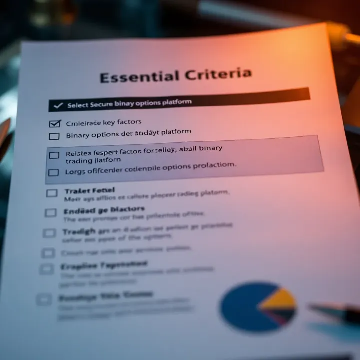 Checklist showing key factors for selecting a reliable binary options trading platform