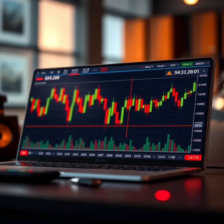 Graph showing signal trends for binary options trading on a digital platform