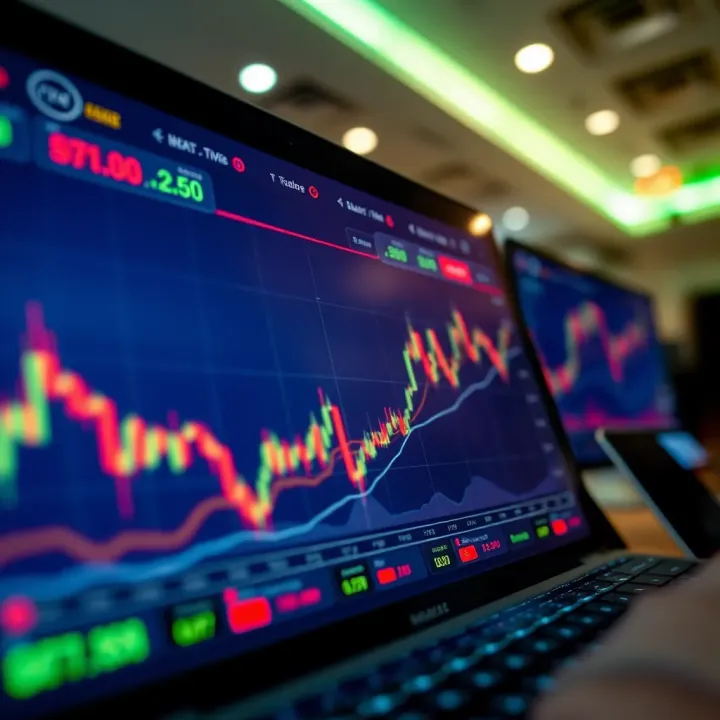 Graph showing financial growth on a digital trading platform