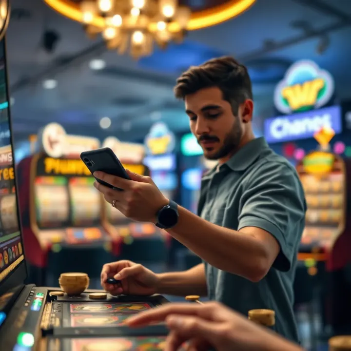 Illustration of a player exploring slot game features without real money risks