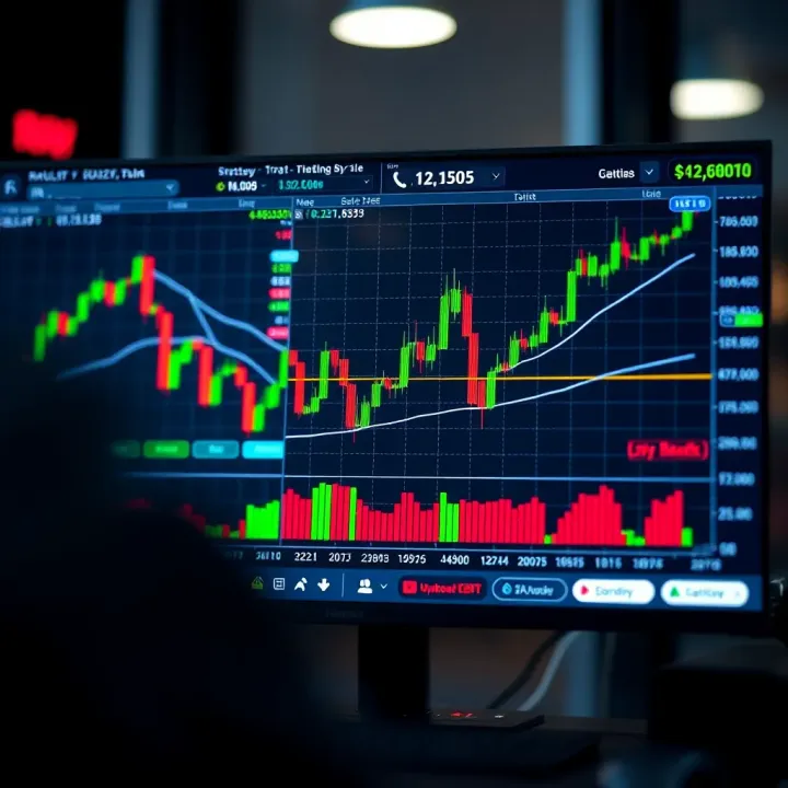 Graph showing strategy testing results on a financial market simulator without real money risk