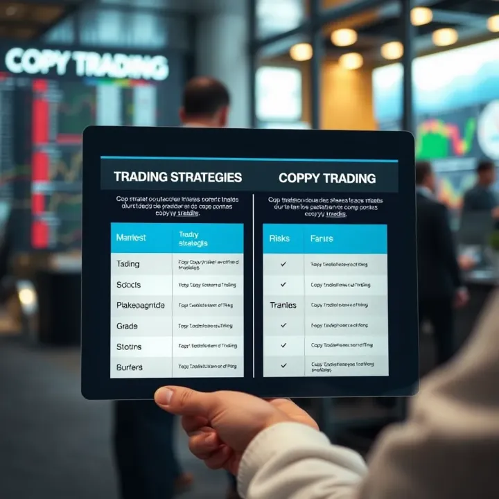 Graphic depicting comparison of trading strategies highlighting benefits and risks in copy trading
