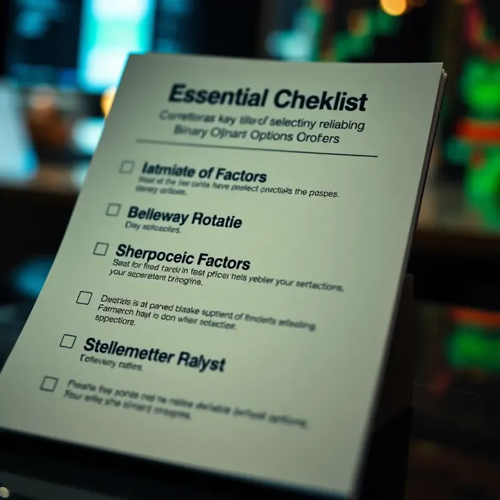 Checklist highlighting key factors for selecting reliable binary options brokers