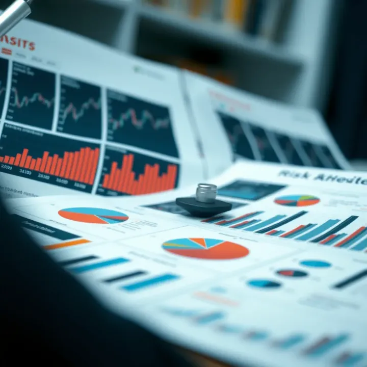 Risk management framework with graphical charts and data analysis